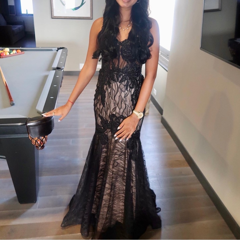 Blondie Nites Black Lace Corset Dress for prom or wedding